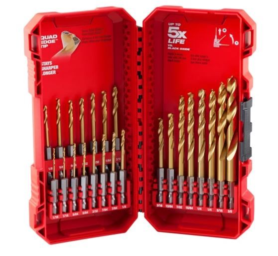 Milwaukee tool shockwave red helix kit de brocas titanio - 23 piezas