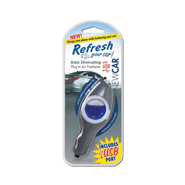 Air freshener plug-in new car plug-in cig w/ usb port