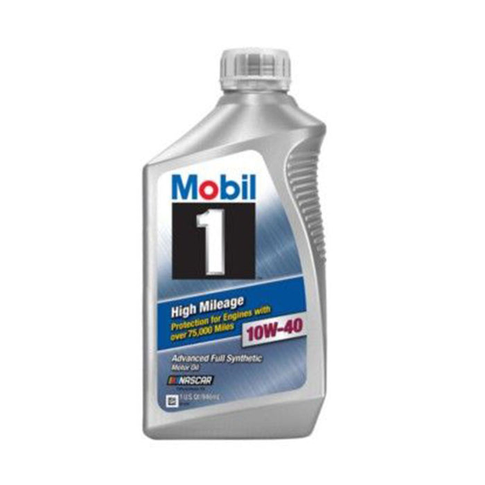 Mobil 1 high mileage 10w40, lubricante sintetico para motores gasolina, con mas de 75,000 millas de recorrido.  mobil 1 high mileage también ayuda a controlar la oxidación para evitar la descomposición del aceite.