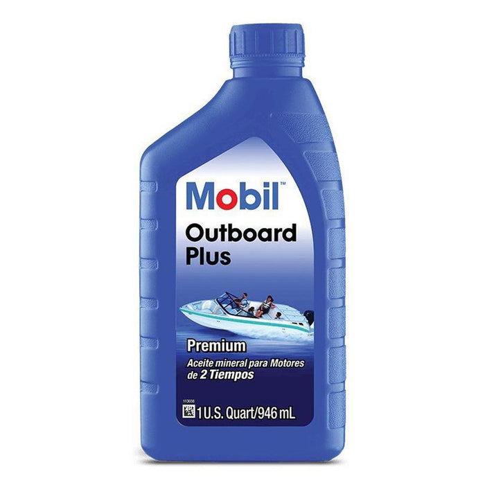 Mobil outboard plus, lubricante para motores dos tiempos refrigerados por agua y usado en aplicaciones marinas.