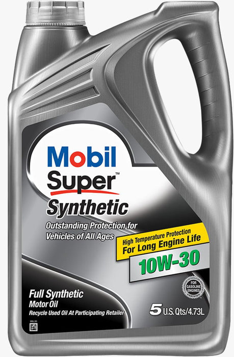 Mobil super synthetic 10w-30, aceite sintetico para motores gasolina, garantiza proteccion contra el desgaste, la corrosion, excelente propiedades limpieza prologando la vida util de tu motor.